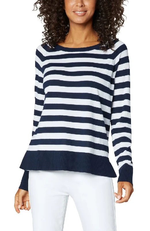 L / Navy/stripe