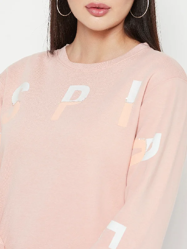 Madame Typography Print Baby Pink Sweatshirt