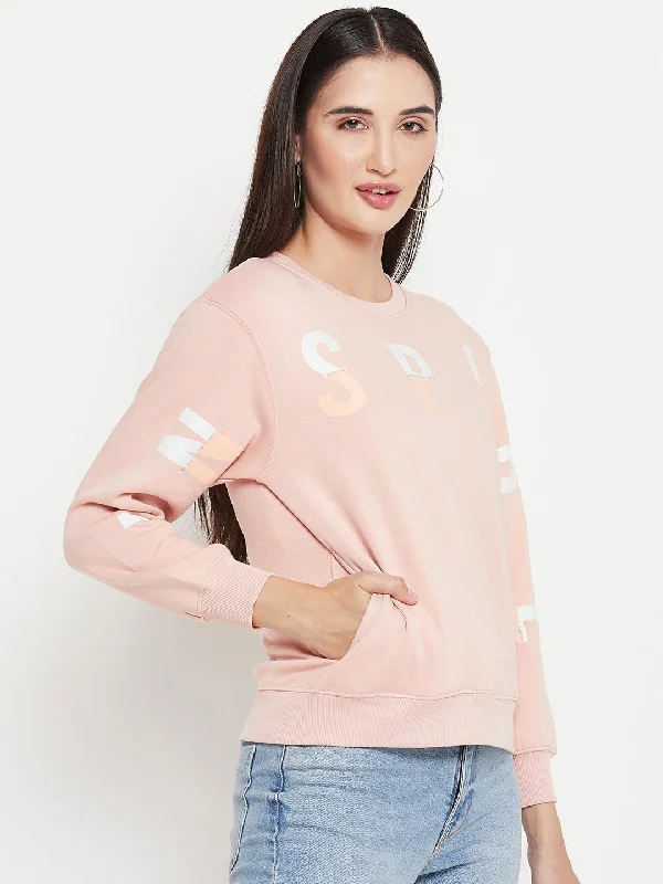 Madame Typography Print Baby Pink Sweatshirt