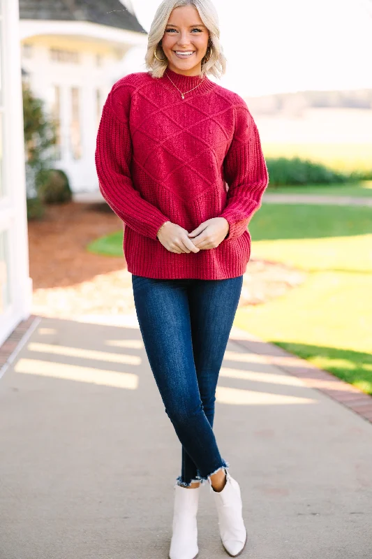 More Than You Know Burgundy Red Mock Neck Sweater