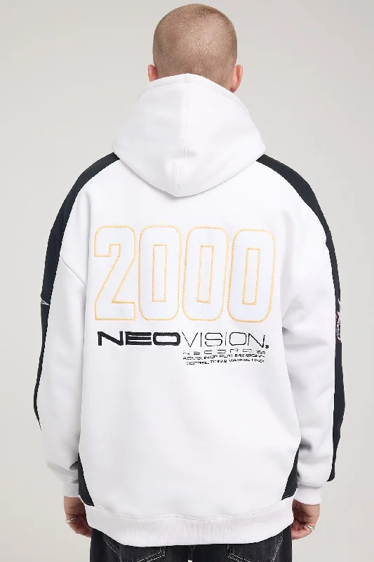 Neovision Y2k Panelled Street Hoodie White/Black