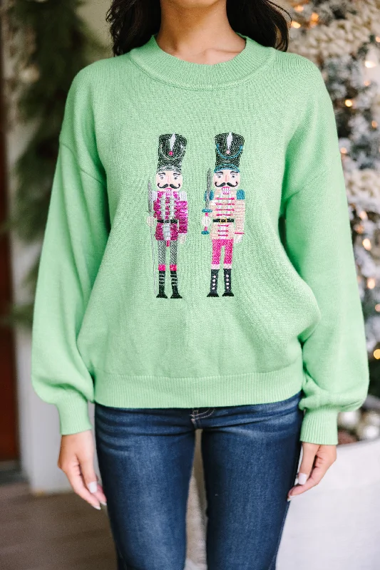 Nutcracker Fun Green Embroidered Sweater