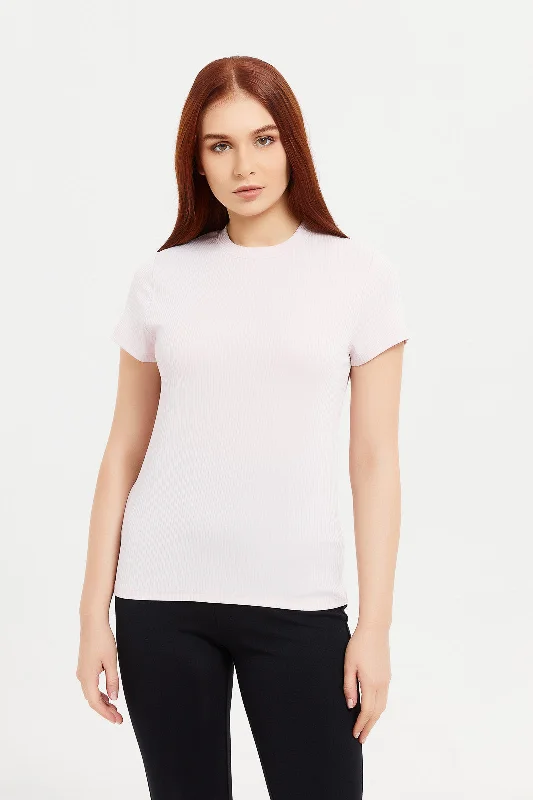 Women Pink Plain Active T-Shirt