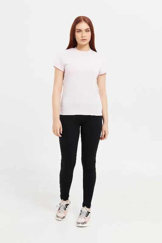 Women Pink Plain Active T-Shirt