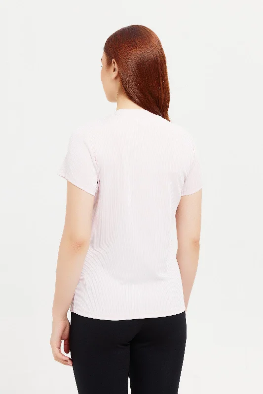 Women Pink Plain Active T-Shirt