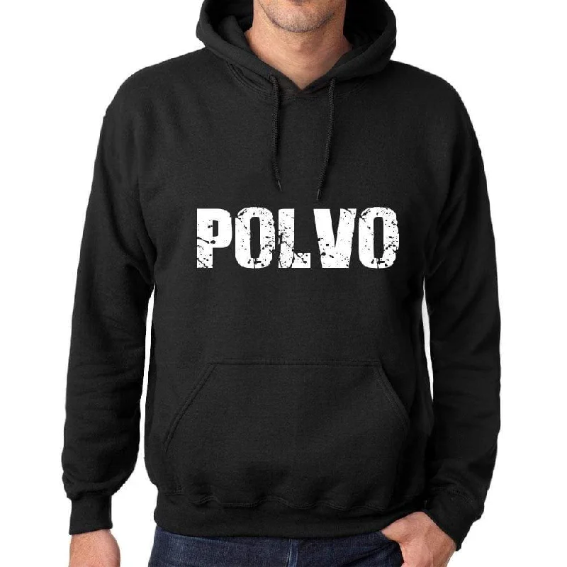 Men's Women's Unisex Printed Graphic Cotton Hoodie Soft Heavyweight Hooded Sweatshirt Pullover Popular Words POLVO Deep Black