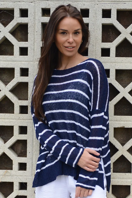 Wind River Feather Boulce Navy Stripe Sweater