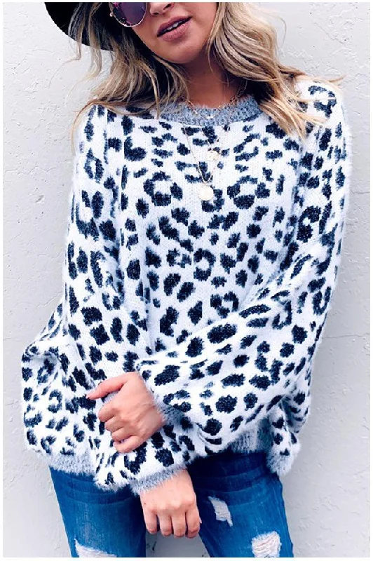 Leopard Feather Wide Sleeve Sweater