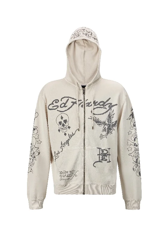 Womens Death-Before Mono Hoodie - Beige