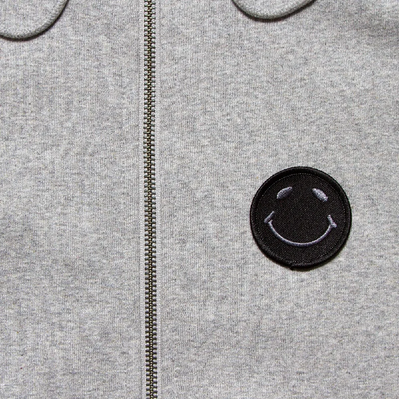 BB Smiley Crest - Zipped Hood - Grey