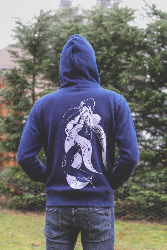 BIG KELP Unisex Zip Up Eco Hoodie - Navy