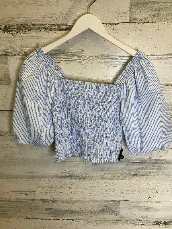 Blue & White Top Short Sleeve Steve Madden, Size S