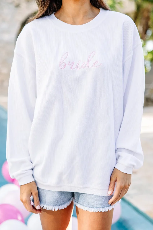 Bride White Corded Embroidered Sweatshirt