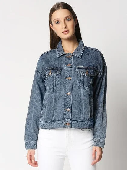 Cairo Mid Blue Oversized Mom Jacket