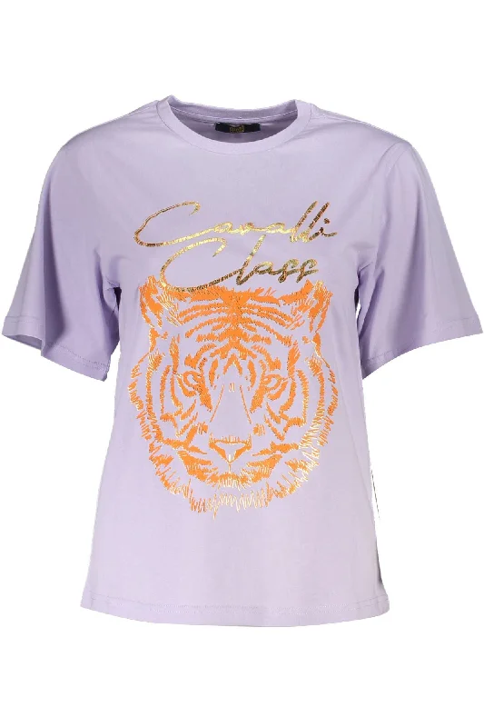 Cavalli Class Elegant  Round Neck Tee with Logo Women's Print