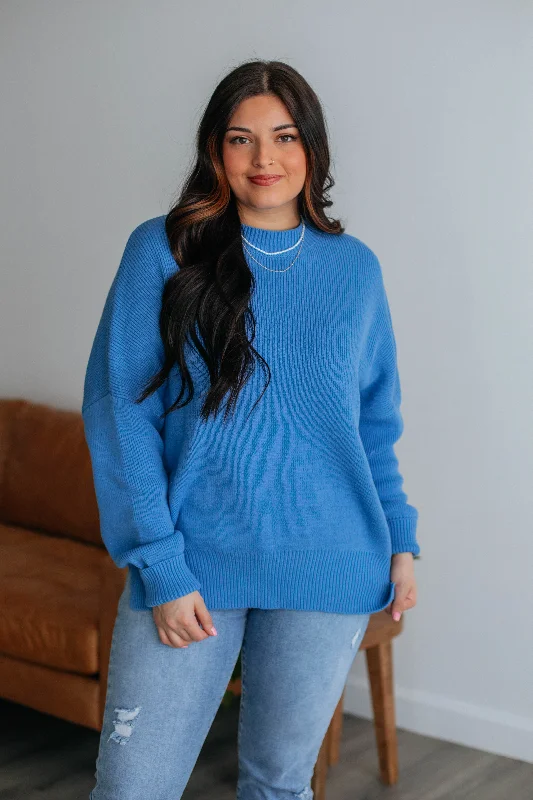 Chelsea Mock Neck Sweater - Royal Blue