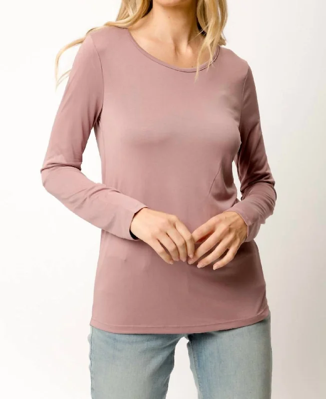 Cupro Modal Slim Top In Mauve