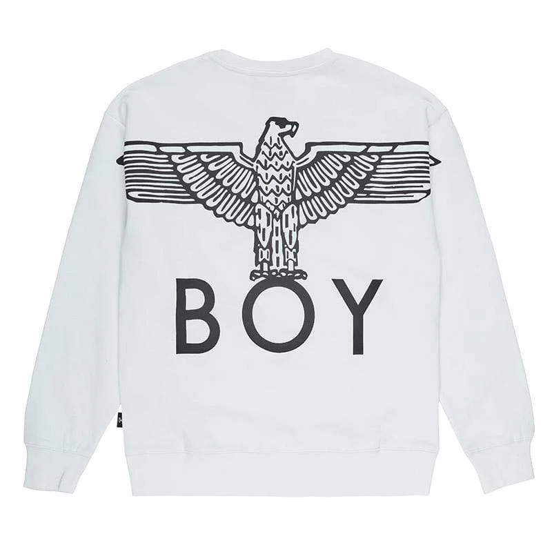 BOY EAGLE BACKPRINT SWEAT - WHITE/BLACK