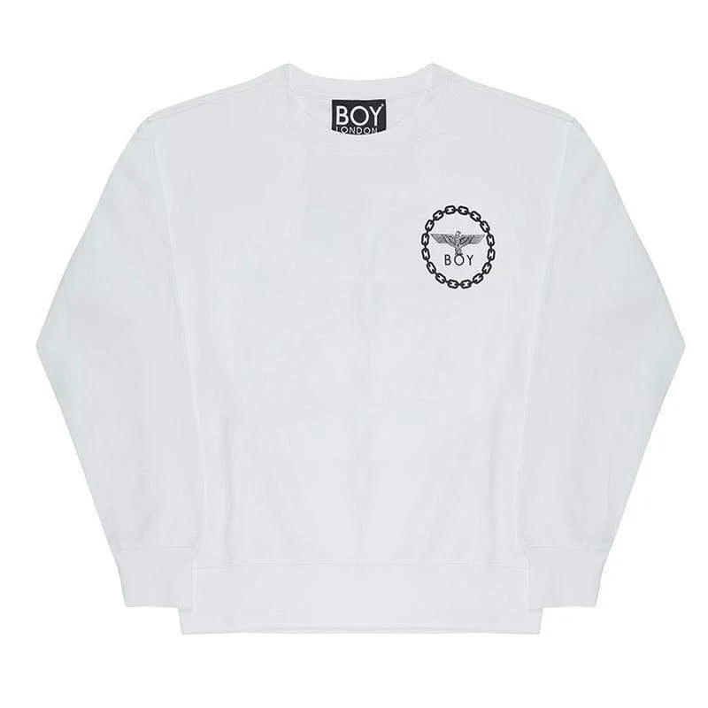 BOY EAGLE BACKPRINT SWEAT - WHITE/BLACK