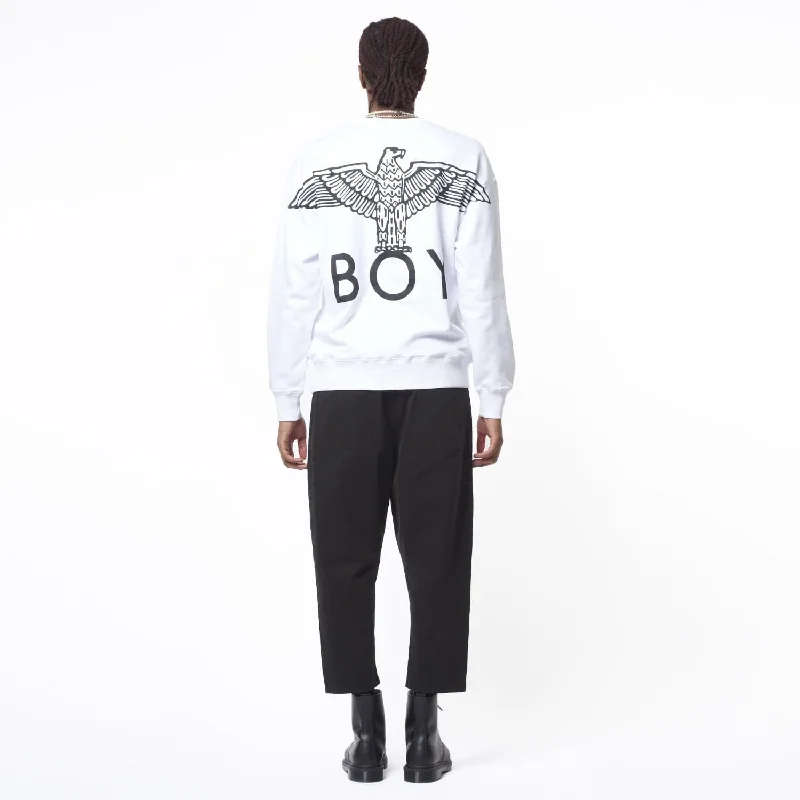 BOY EAGLE BACKPRINT SWEAT - WHITE/BLACK