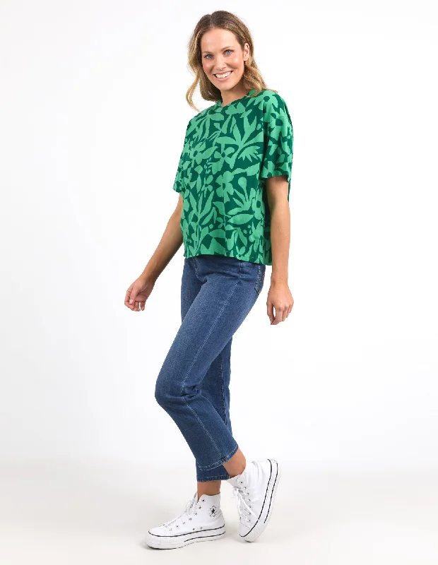 Elm Stencil Floral Tee - Greenbriar Floral Print