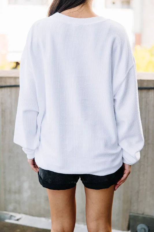 Football White Corded Graphic Sweatshirt