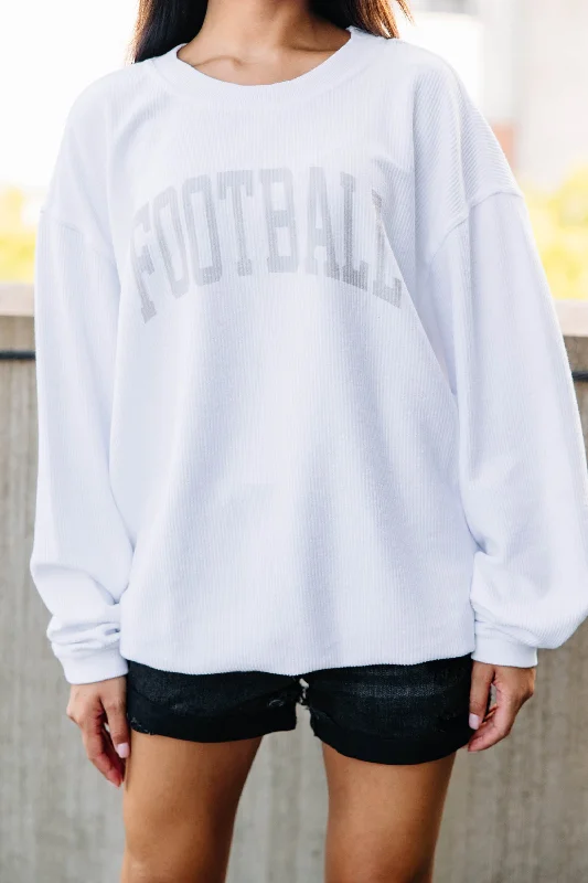 Football White Corded Graphic Sweatshirt