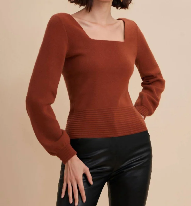 Grace Square Neck Sweater In Sienna