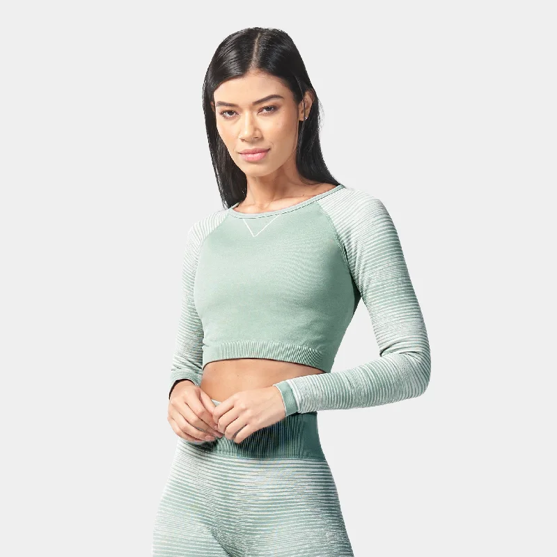 Infinity Stripe Seamless Crop Top - Green Surf