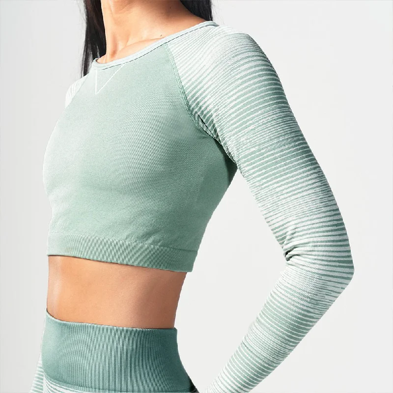 Infinity Stripe Seamless Crop Top - Green Surf