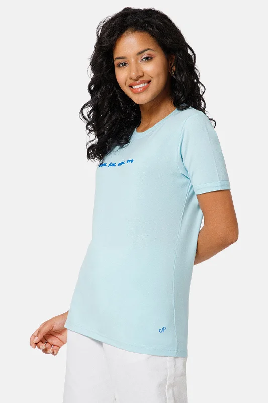 Jusperf Women Half Sleeve Crew Neck T-shirt  - Blue - SD15