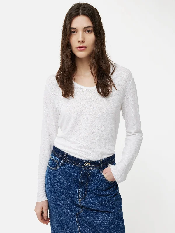 Linen Eden Long Sleeve Tee | White