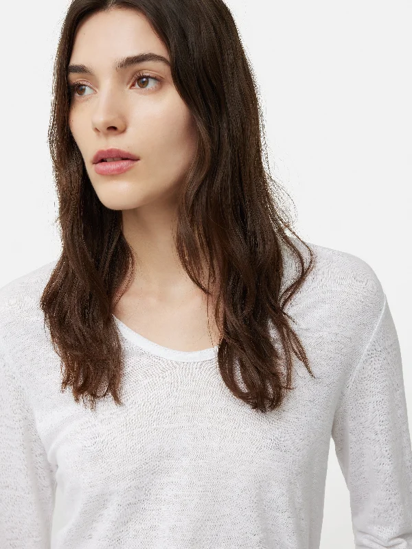 Linen Eden Long Sleeve Tee | White