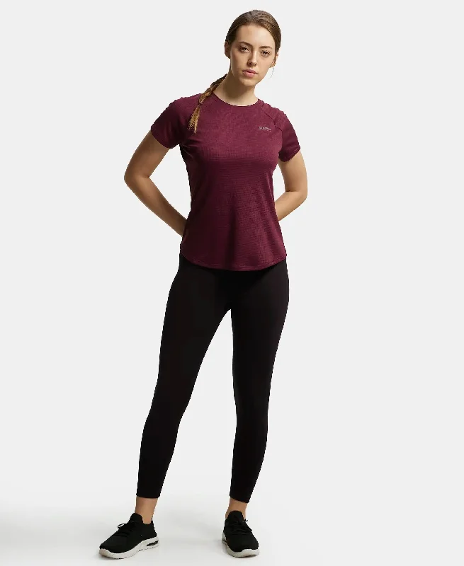 Microfiber Fabric Relaxed Fit Half Sleeve Breathable Mesh T-Shirt - Grape Wine