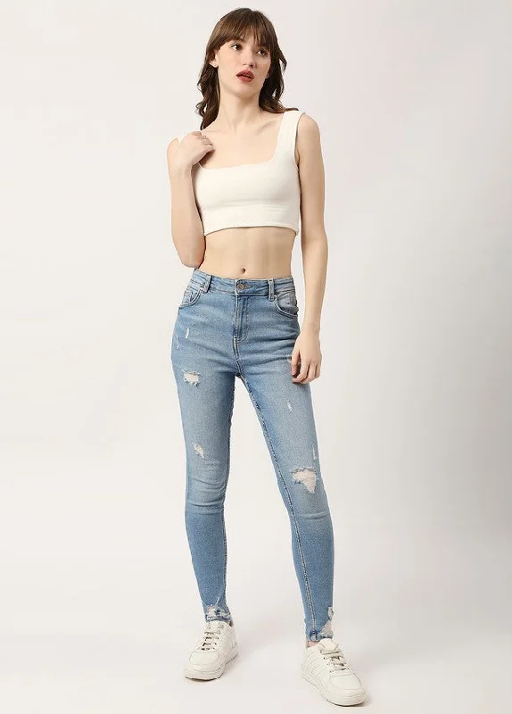 Mid Blue Ibiza Highwaist Fashion Skinny Fit Jeans