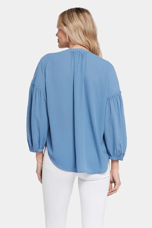 Paulina Peasant Blouse - Blue Stone