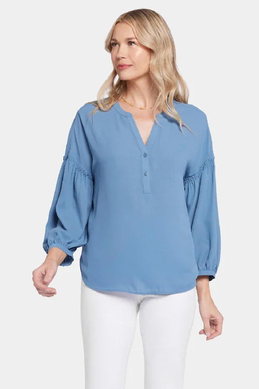 Paulina Peasant Blouse - Blue Stone