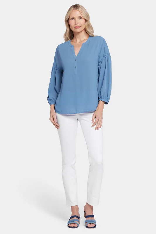 Paulina Peasant Blouse - Blue Stone