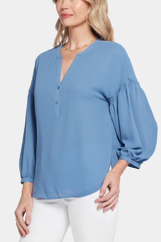 Paulina Peasant Blouse - Blue Stone