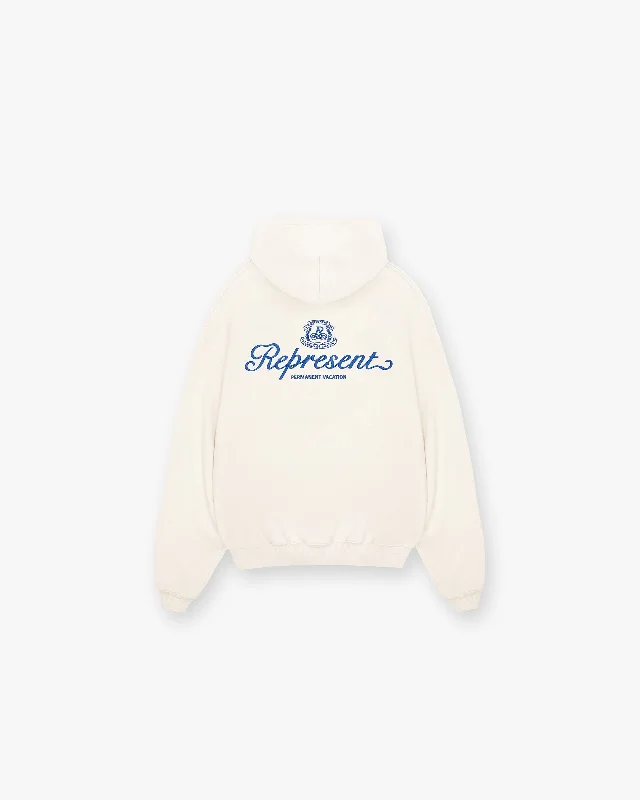 Permanent Vacation Zip Up Hoodie - Antique White