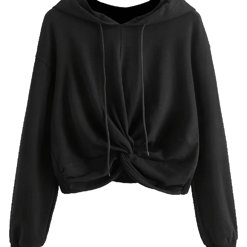 Sixsr Kink Drawstring Loose Hoodie, Casual Hooded Fashion Long Sleeve Sweatshirt, Women's Clothing