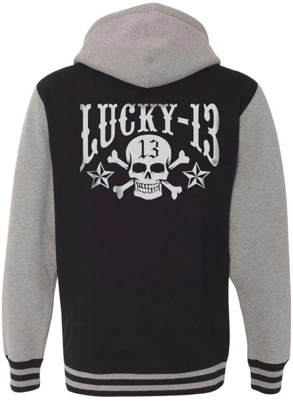 The SKULL STARS Hooligan Full-Zip Unisex Hooded Sweatshirt - BLACK/GUNMETAL HEATHER