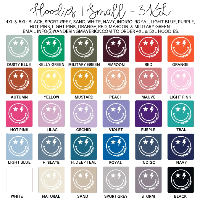 Smile Drink Milk White Ink Hoodie (S-3XL) Unisex - Multiple Colors!