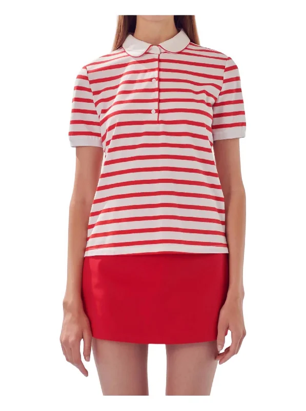 Striped Sportswear Knit Polo Shirt In Red