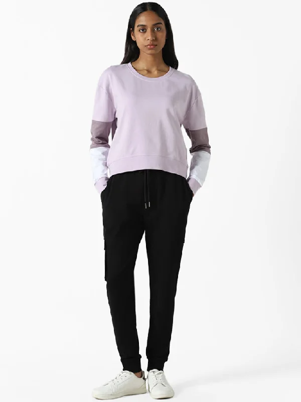 Studiofit Plain Lavender Cotton Ribbed T-Shirt