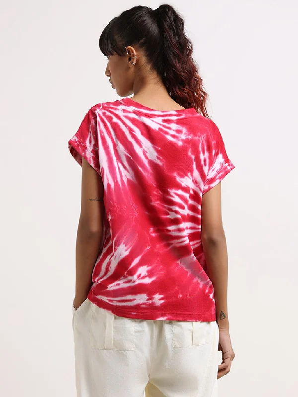 Studiofit Red Tie-Dye Cotton T-Shirt