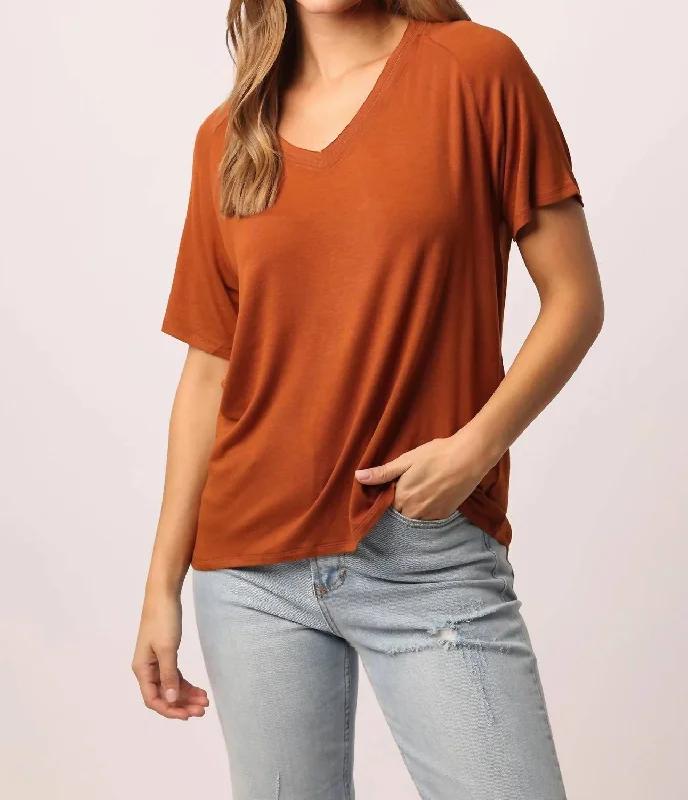 Taylor Raglan Sleeve Top In Gingerbread