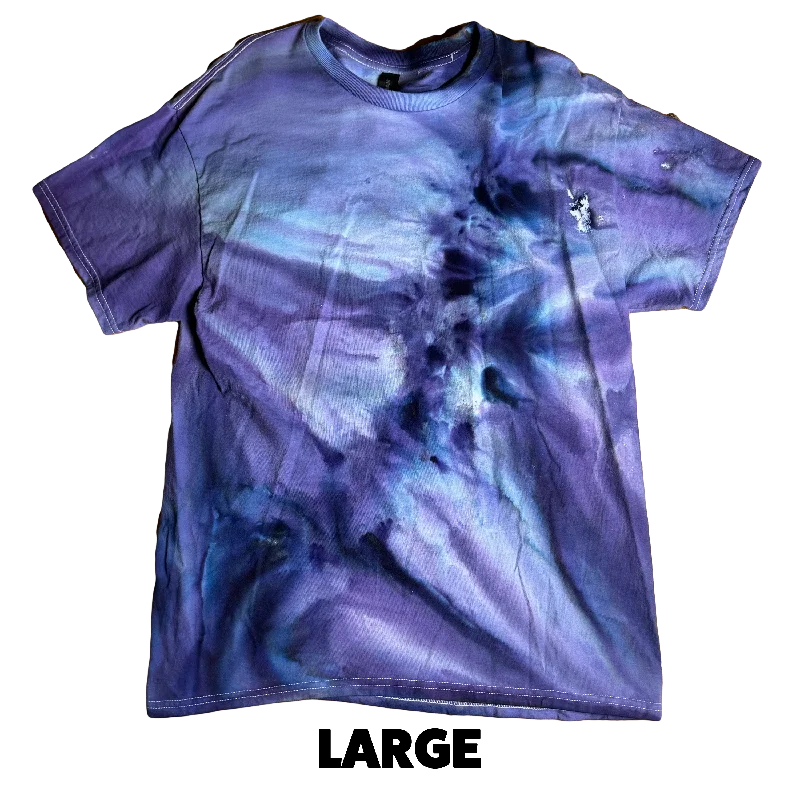 Tie Dye T-Shirt - Blue Gray Purple Gravity LARGE