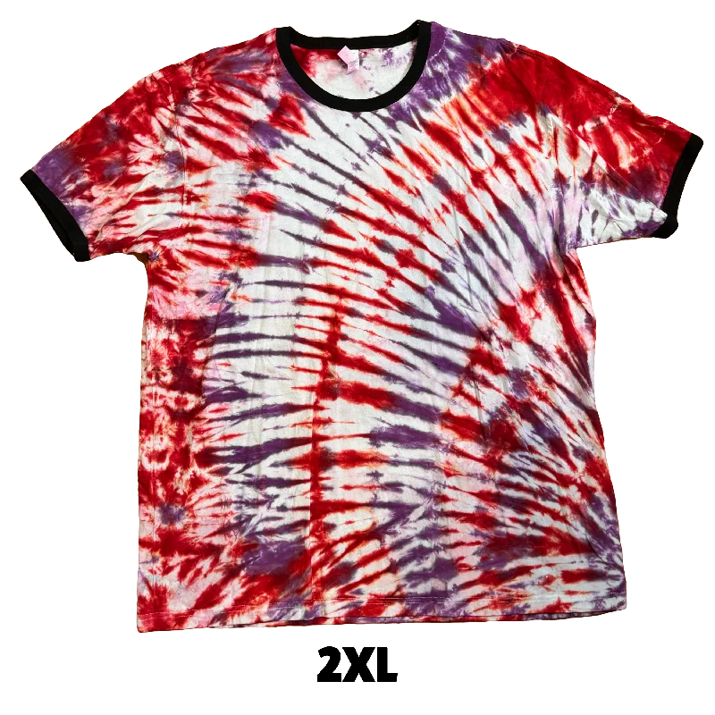 Tie Dye T-Shirt - Red Purple Corner Spiral 2XL