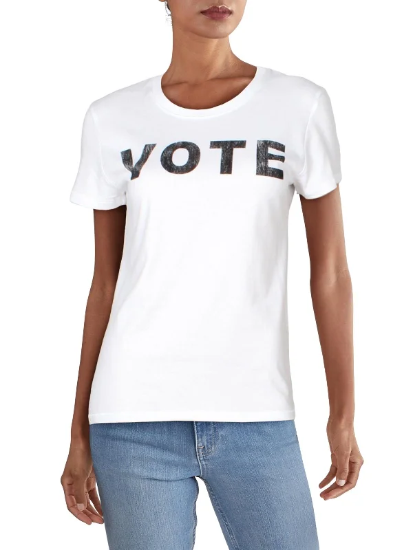 Vote Womens Ribbed Trim Graphic T-Shirt